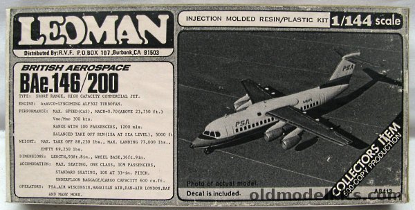 Leoman 1/144 British Aerospace Bae-146 /200 - PSA, A8413 plastic model kit